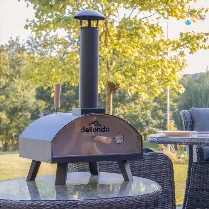 Portable Wood-Fired 14" Pizza Oven And Smoking Oven, Black/Stainless Steel - DG10