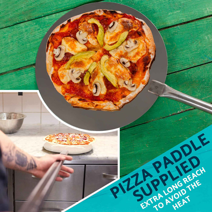 Large Outdoor Wood-Fired Pizza Oven & Smoker With Side Shelves & Stand - DG103