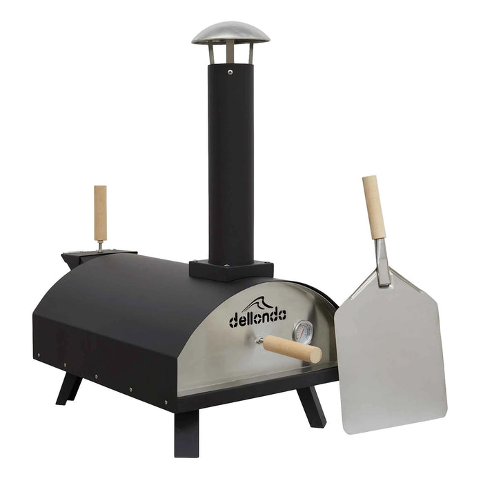 Portable Wood-Fired 14" Pizza Oven And Smoking Oven, Black/Stainless Steel - DG10