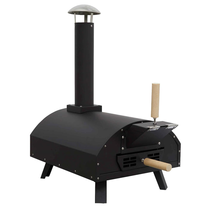 Portable Wood-Fired 14" Pizza Oven And Smoking Oven, Black/Stainless Steel - DG10