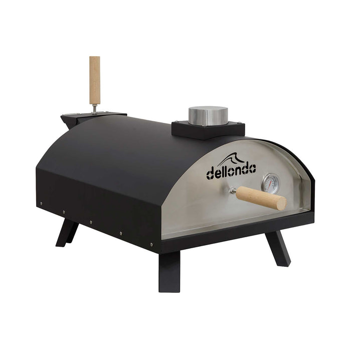 Portable Wood-Fired Pizza Oven And Smoking Oven, Black/Stainless Steel, Weatherproof Cover - DG218