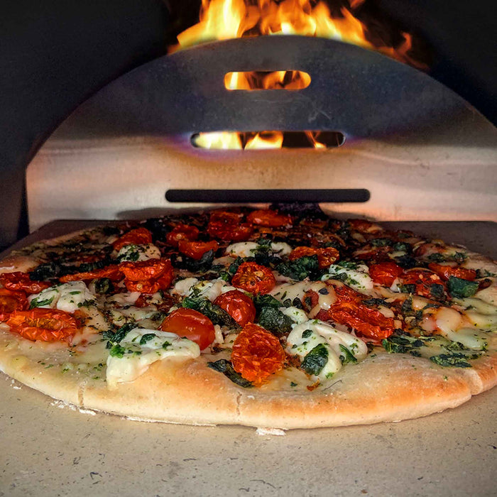 Portable Wood-Fired Pizza Oven And Smoking Oven, Black/Stainless Steel, Weatherproof Cover - DG218