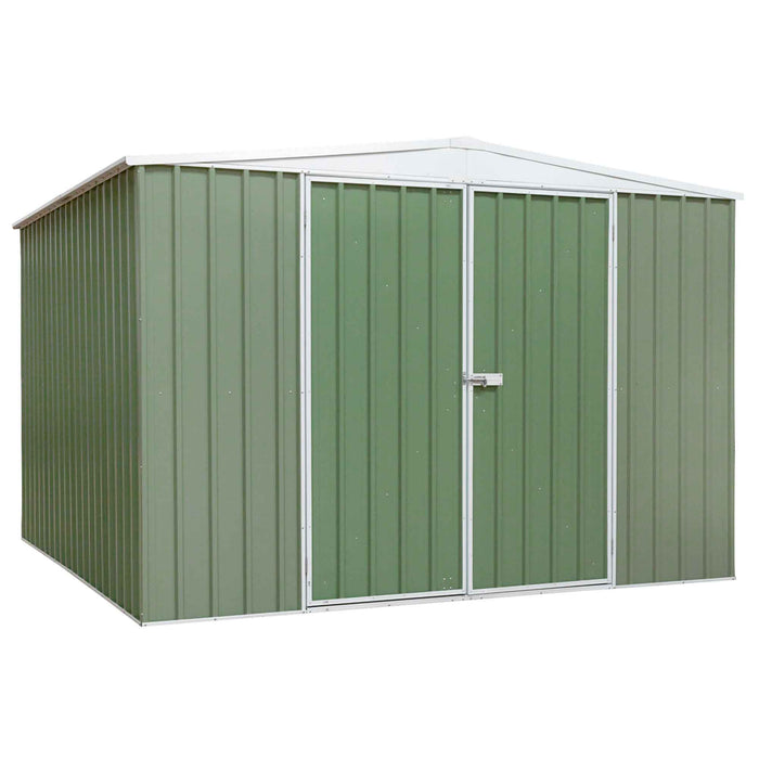 Galvanised Steel Metal Garden/Outdoor/Storage Shed, 10FT X 10FT, Apex Style Roof - Green - DG116