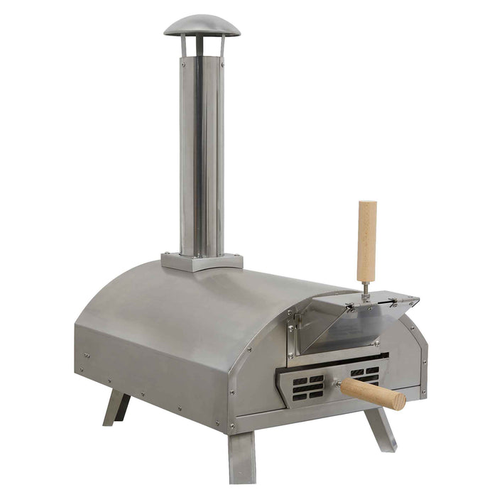 Portable Wood-Fired 14" Pizza Oven And Smoking Oven, Stainless Steel - DG11