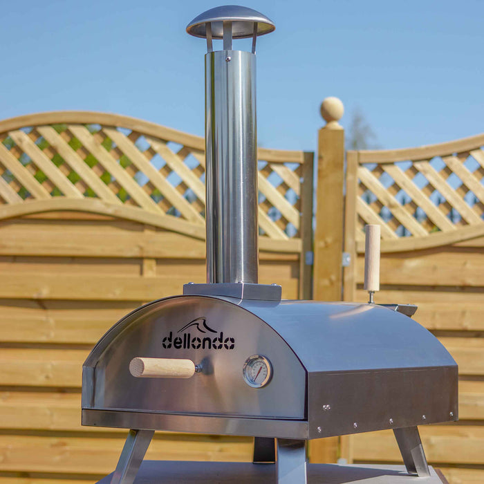 Portable Wood-Fired Pizza Oven And Smoking Oven, Stainless Steel With Weatherproof Cover - DG219