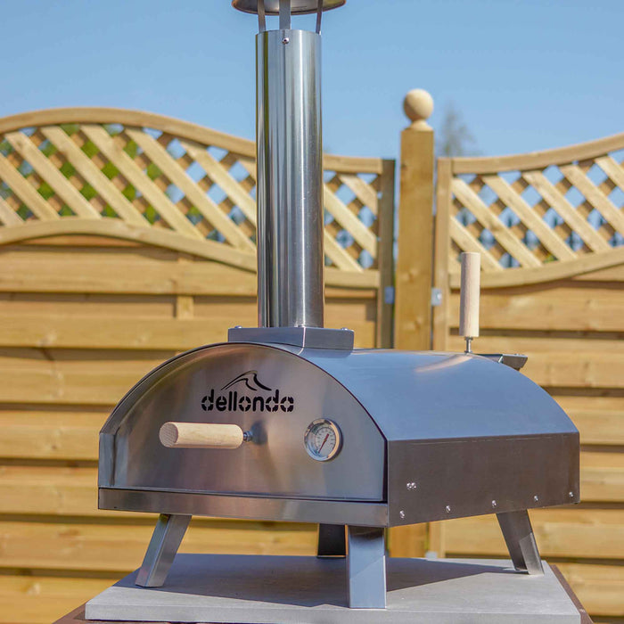 Portable Wood-Fired Pizza Oven And Smoking Oven, Stainless Steel With Weatherproof Cover - DG219