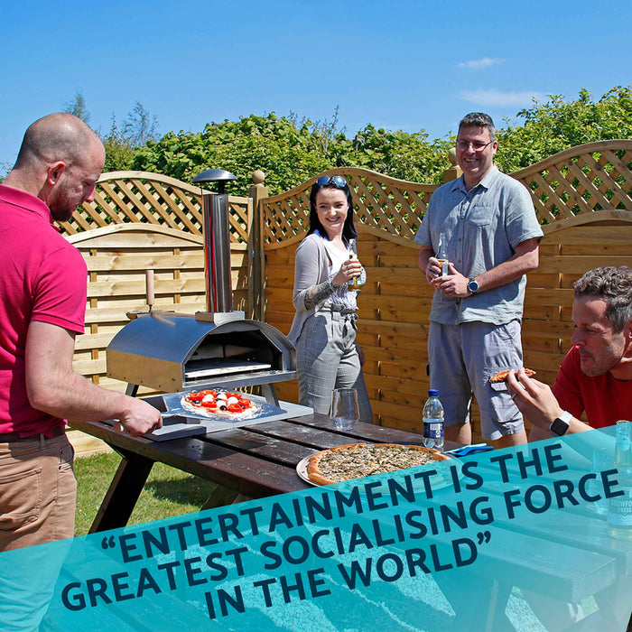 Portable Wood-Fired Pizza Oven And Smoking Oven, Stainless Steel With Weatherproof Cover - DG219