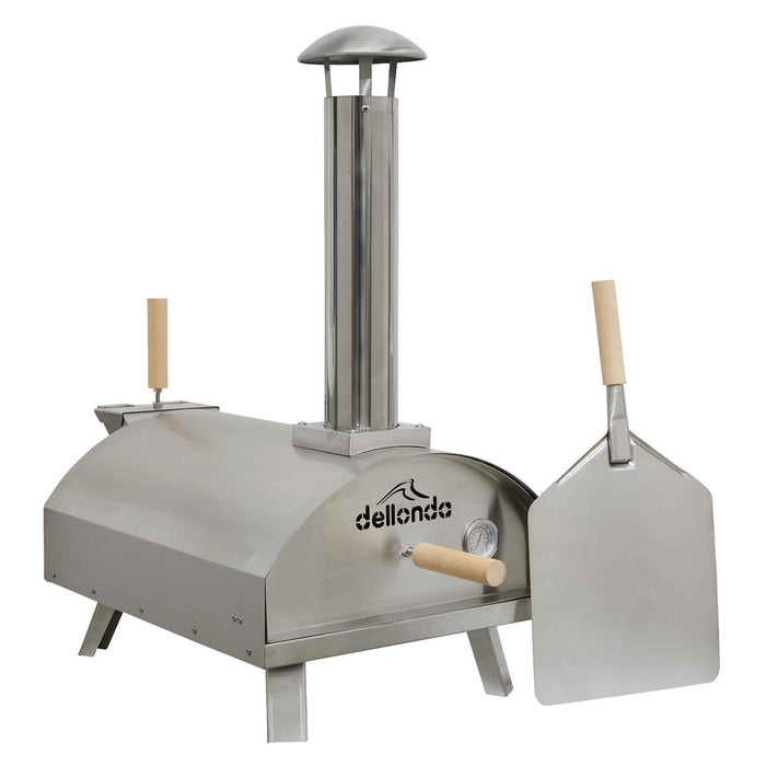 Portable Wood-Fired Pizza Oven And Smoking Oven, Stainless Steel With Weatherproof Cover - DG219