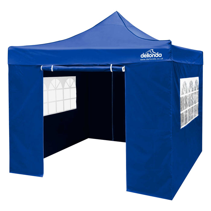 Premium 3x3m Pop-Up Gazebo & Side Walls, Water Resistant With Carry Bag, Stakes & Weight Bags - Blue - DG165