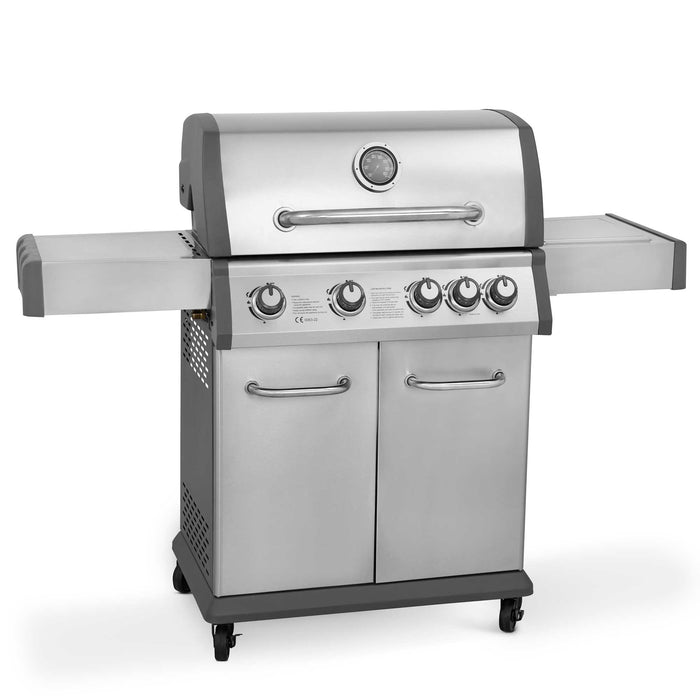 4+1 Burner Deluxe Gas BBQ With Piezo Ignition, Stainless Steel - DG17