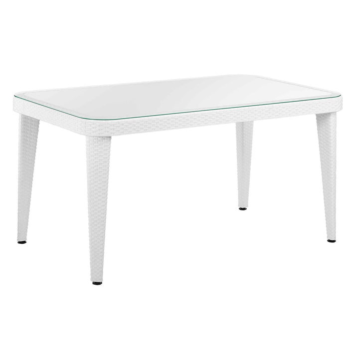 Outdoor Dining Table Weather Resistant PP/Fibreglass, 90x150cm (W X H), White - DG210
