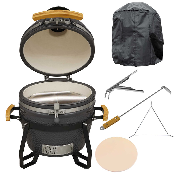 Deluxe Kamado Style BBQ Grill, Oven, Smoker, Ceramic 16"(40cm), With Accessories - DG235