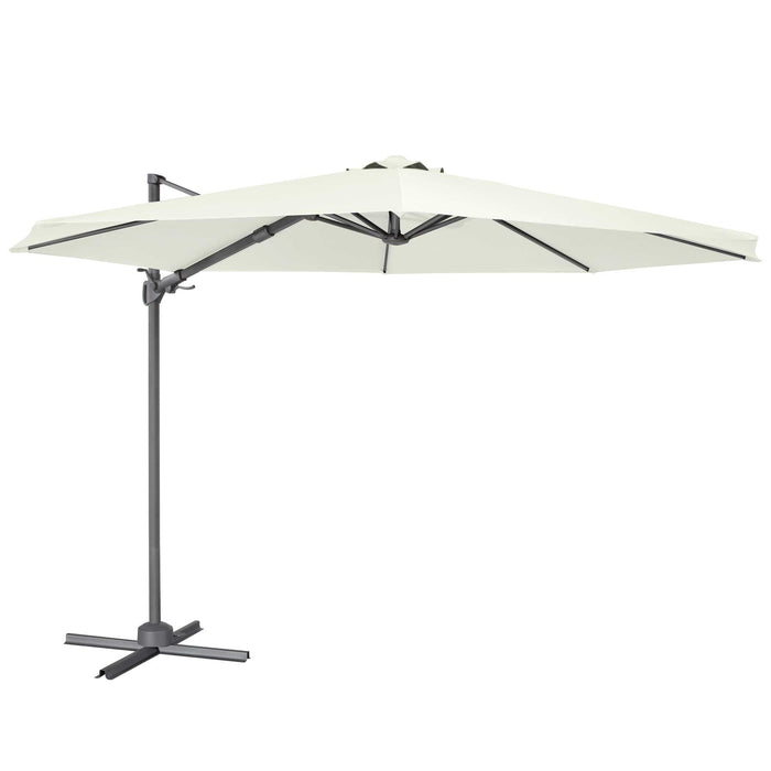 Ø3m Garden Cantilever Parasol With Crank Handle, 360° Rotation, Tilt And Cover, Cream - DG268