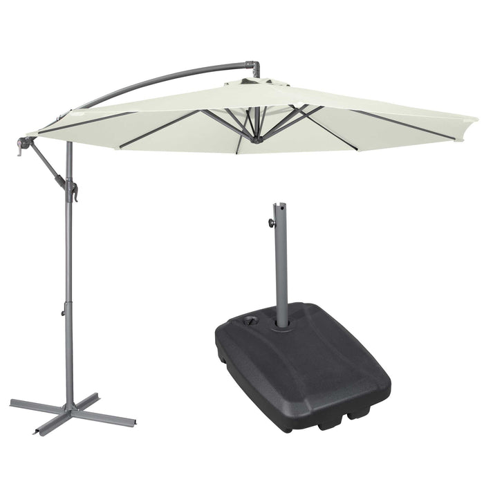 Dellonda Ø3m Banana Parasol/Umbrella, Cover And Base Bundle, Cream Canopy - DG271
