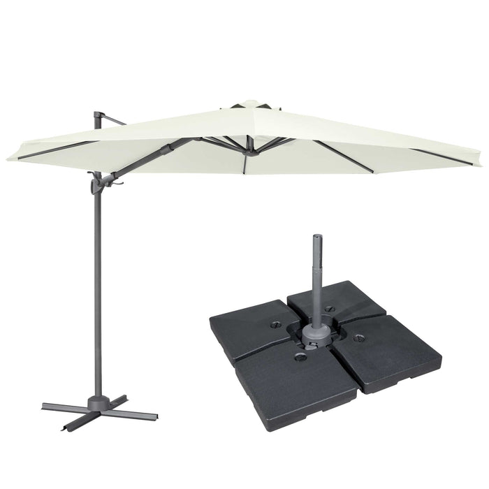 Dellonda Ø3m Cantilever Parasol/Umbrella, Cover And Base Bundle, Cream Canopy - DG273