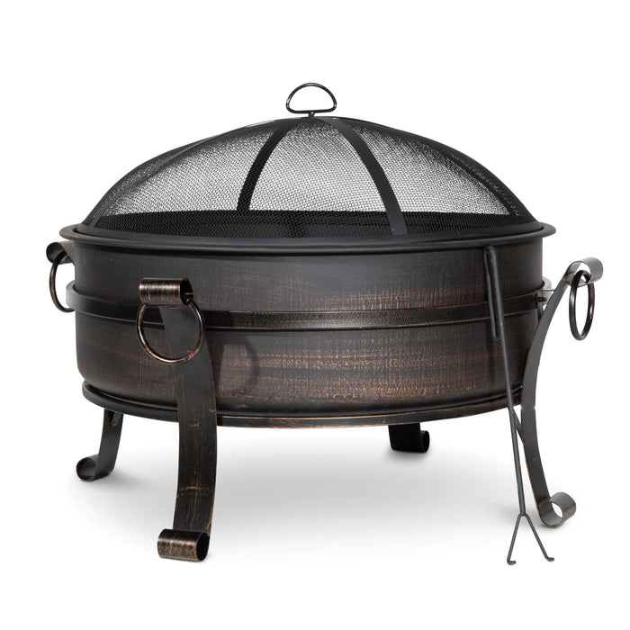 30" Deluxe 2-In-1 Outdoor Fire Pit & Coffee Table, Antique Bronze Effect - DG42