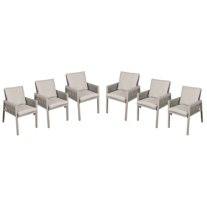 Fusion Garden/Patio Dining Chair With Armrests, Set Of 6, Light Grey - DG49