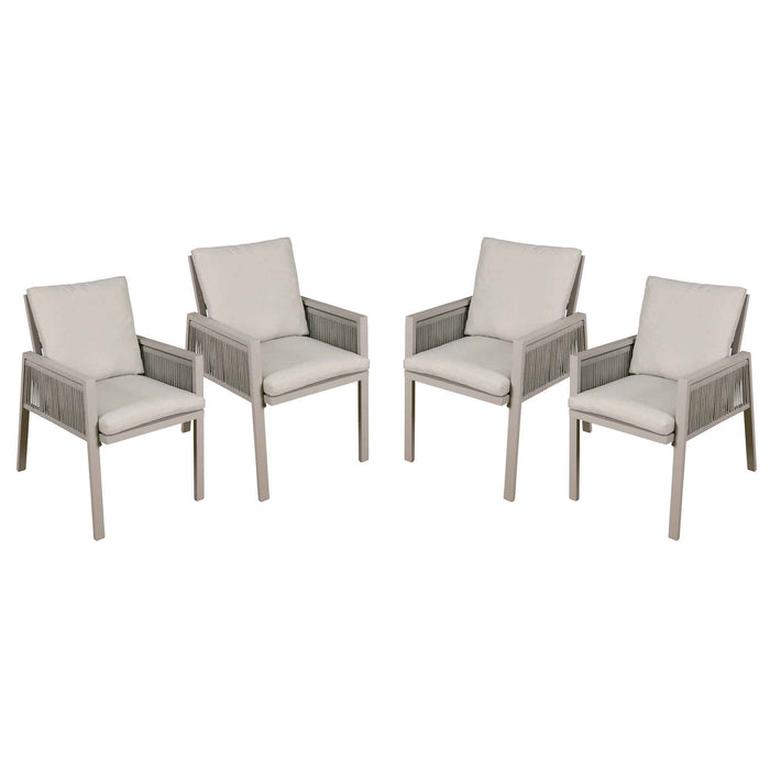 Fusion Garden/Patio Aluminium Dining Chair With Armrests, Set Of 4, Light Grey - DG50