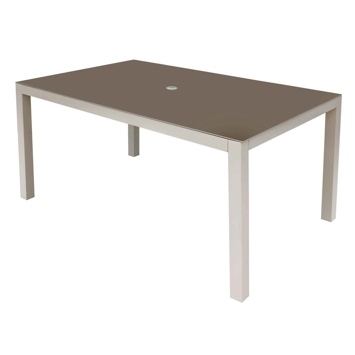 Fusion Aluminium Garden Dining Table With Tempered Glass & Parasol Hole, Light Grey - DG51