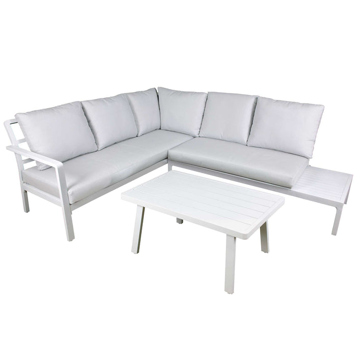 Kyoto 3 Piece Outdoor Corner Sofa Set, White - DG53