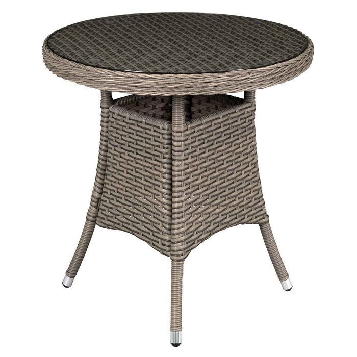 Chester Rattan Wicker Outdoor Bistro Table With Tempered Glass Top, Brown - DG65