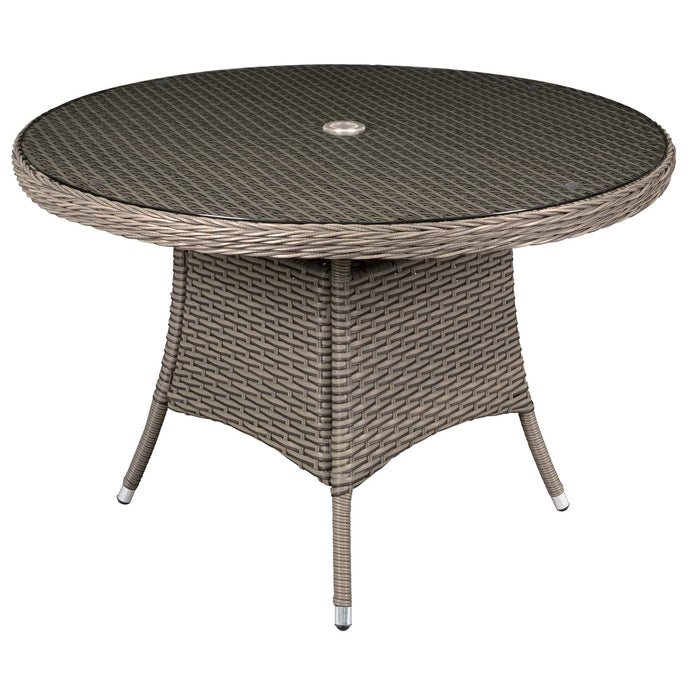 Chester Rattan Wicker Outdoor Dining Table With Tempered Glass Top, Brown - DG66