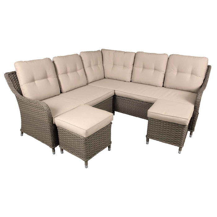 Chester Rattan Wicker Outdoor 5-Seater Corner Sofa Set, Brown - DG72