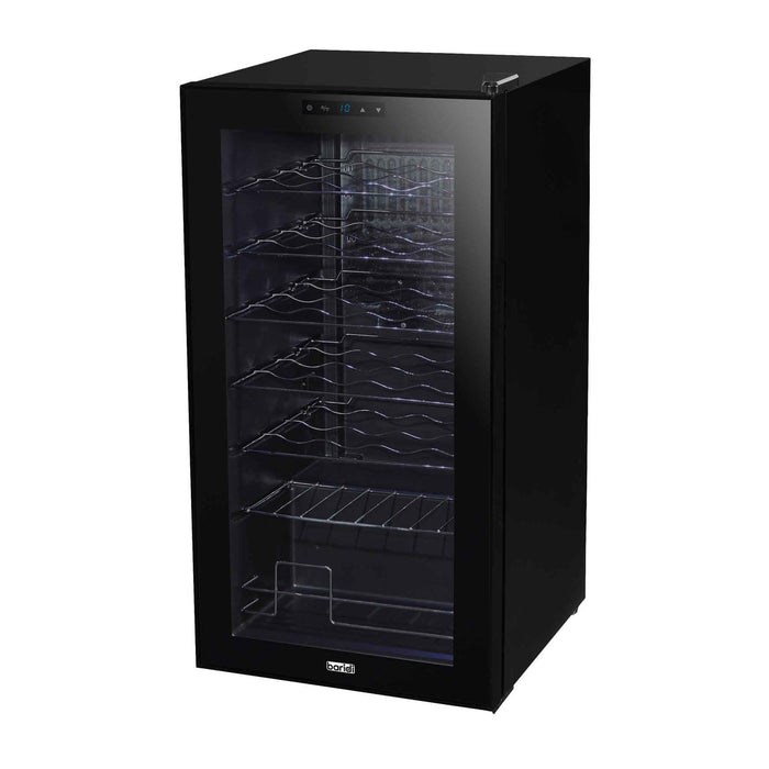 Baridi 28 Bottle Wine Cooler Fridge with Digital Touch Screen Controls & LED Light, Black - DH10