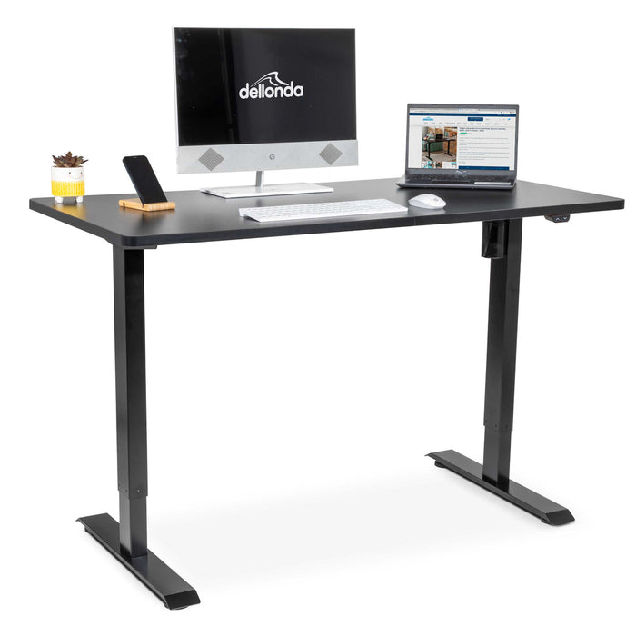 Black Electric Height Adjustable Standing Desk, Quiet, Home Office, 1400x700mm - DH38