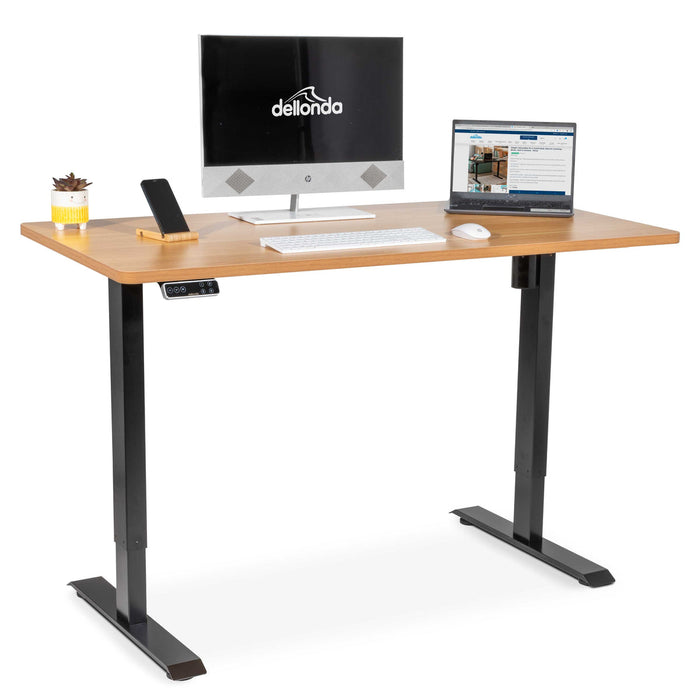 Oak Electric Adjustable-Height Standing Desk with Memory, 1400 x 700mm - DH41