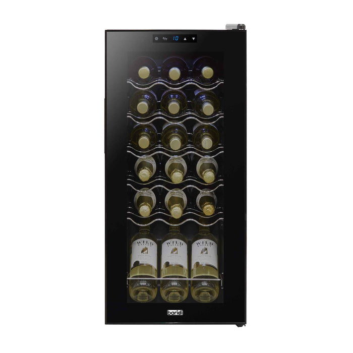 Baridi 18 Bottle Wine Cooler Fridge with Digital Touch Screen Controls & LED Light, Black - DH6