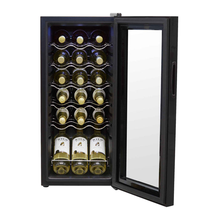 Baridi 18 Bottle Wine Cooler Fridge with Digital Touch Screen Controls & LED Light, Black - DH6
