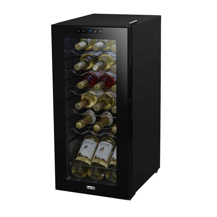 Baridi 18 Bottle Wine Cooler Fridge with Digital Touch Screen Controls & LED Light, Black - DH6