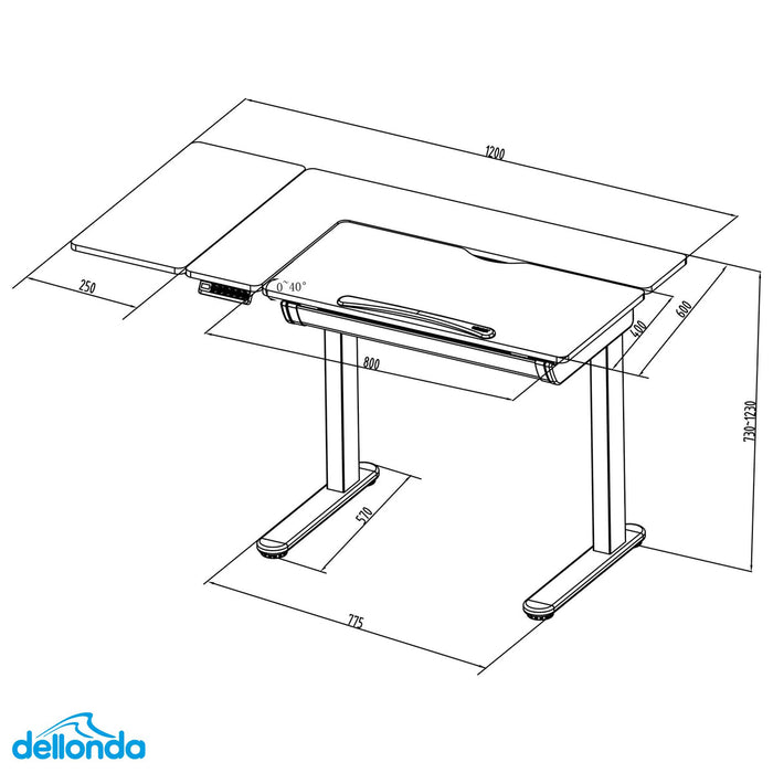 Electric Standing Drafting Desk, Drawing Sit/Stand Table with 0°-40° Tilt & Drawer - DH71