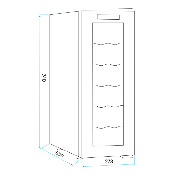 Baridi 12 Bottle Wine Fridge Cooler, Super Quiet 25dB, Touch Control, LED - Black - DH73