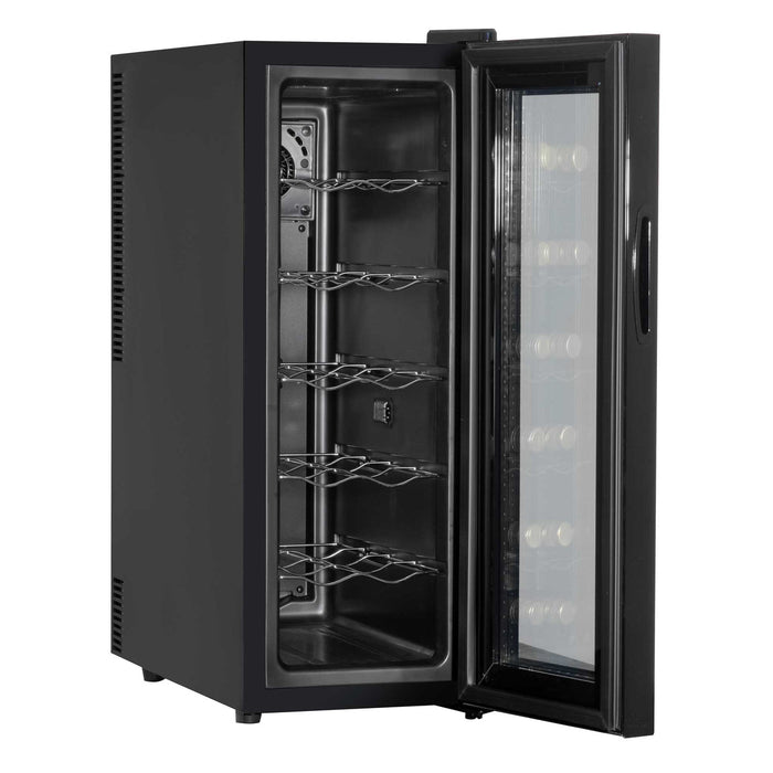 Baridi 12 Bottle Wine Fridge Cooler, Super Quiet 25dB, Touch Control, LED - Black - DH73
