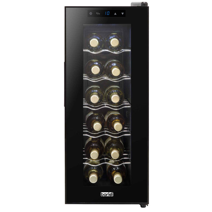 Baridi 12 Bottle Wine Fridge Cooler, Super Quiet 25dB, Touch Control, LED - Black - DH73