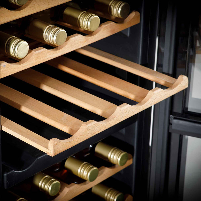 Baridi 36 Bottle Dual Zone Wine Cooler, Fridge, Touch Controls, Wooden Shelves, LED - DH91