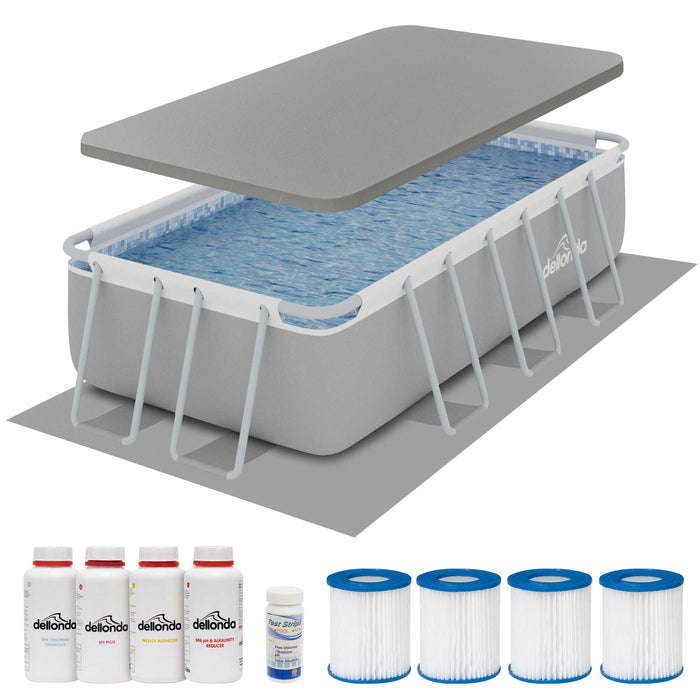 13ft Deluxe Steel Frame Swimming Pool Rectangular With Accessories - DL139