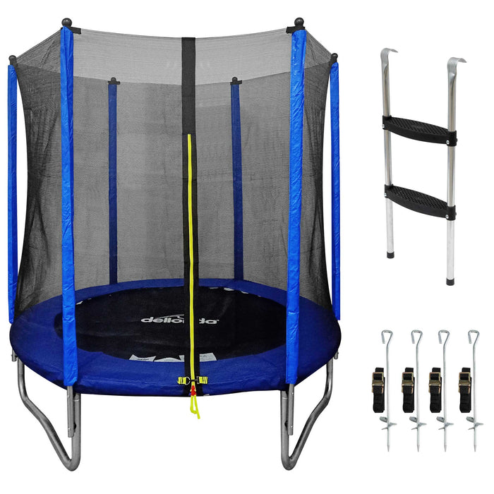6ft Heavy Duty Outdoor Trampoline For Kids With Safety Enclosure Net, Includes Anchors & Ladder - DL92