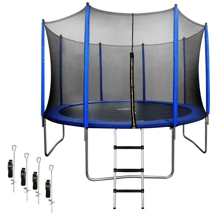 12ft Heavy-Duty Outdoor Trampoline For Kids With Safety Enclosure Net, Anchor Kit And Ladder - DL95