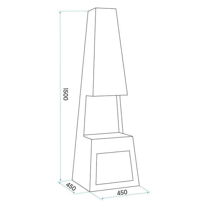Through Access Pyramid Chiminea, Fireplace, Heater With Firewood Storage, W45 X H150cm - Corten Steel - DG108