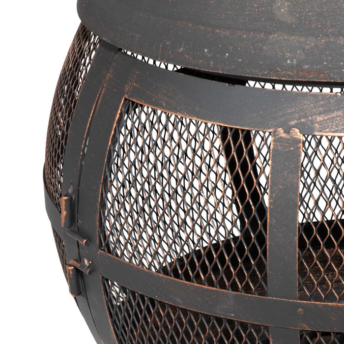 Deluxe 360° Chiminea/Fire Pit/Outdoor Heater Inc Fire Poker & Cover - Antique Bronze Finish - DG241