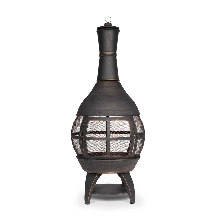 Deluxe 360° Chiminea/Fire Pit/Outdoor Heater Inc Fire Poker & Cover - Antique Bronze Finish - DG241