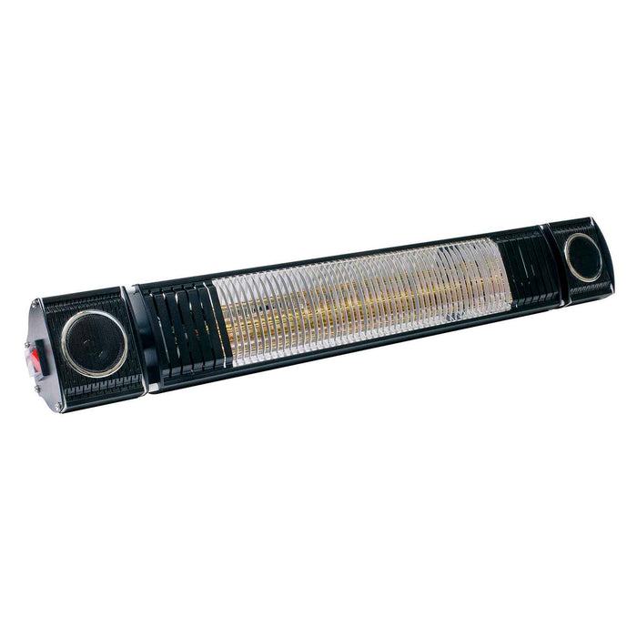 Infrared Outdoor 2000W Patio Heater IPX5 Rated With Wireless Speakers For Music, Black - DG125