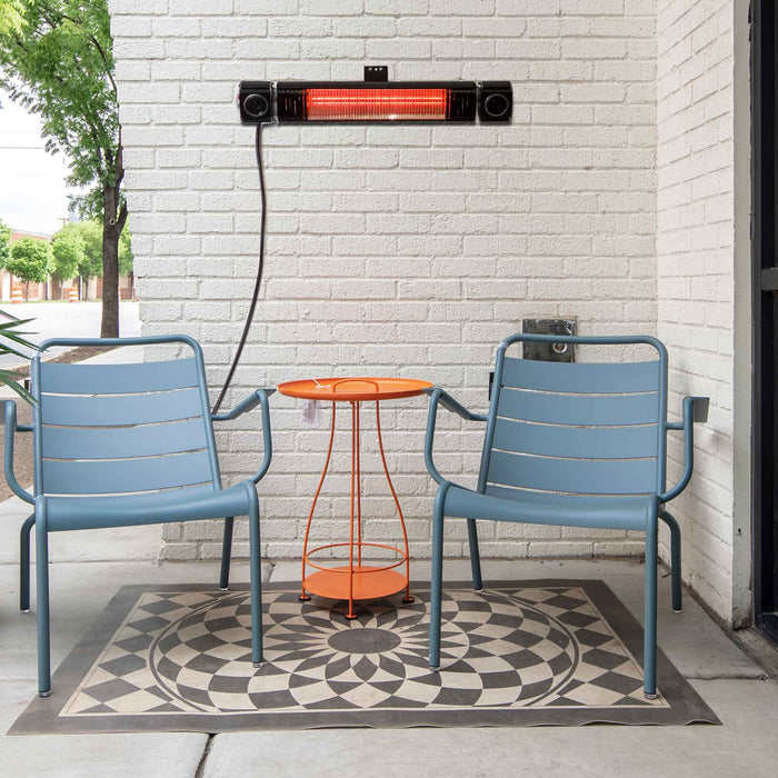 Infrared Outdoor 2000W Patio Heater IPX5 Rated With Wireless Speakers For Music, Black - DG125