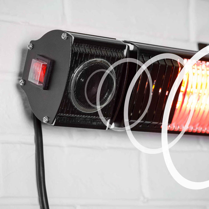 Infrared Outdoor 2000W Patio Heater IPX5 Rated With Wireless Speakers For Music, Black - DG125