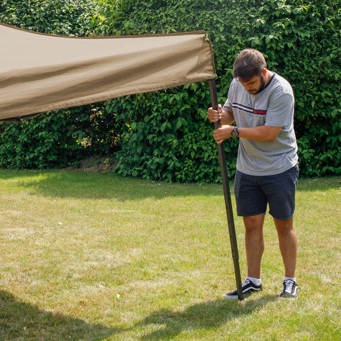 Premium 3x3m Pop-Up Gazebo & Side Walls, Water Resistant, Carry Bag, Stakes & Weight Bags - Beige - DG164