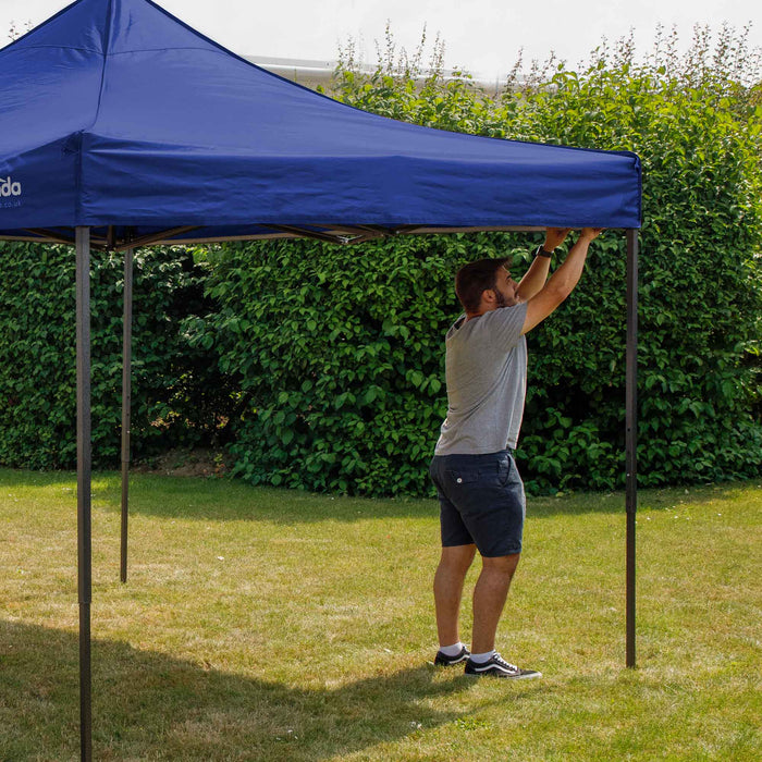 Premium 2x2m Pop-Up Gazebo, Heavy Duty, Water Resistant With Carry Bag, Stakes & Weight Bags - Blue - DG127