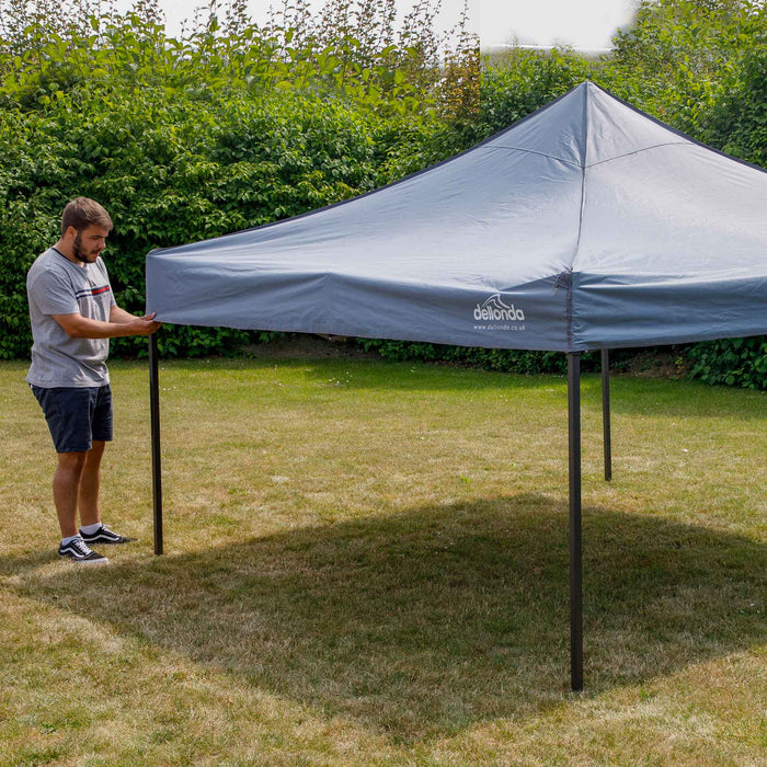 Premium 2x2m Pop-Up Gazebo, Heavy Duty, Water Resistant, Carry Bag, Stakes & Weight Bags - Grey - DG129